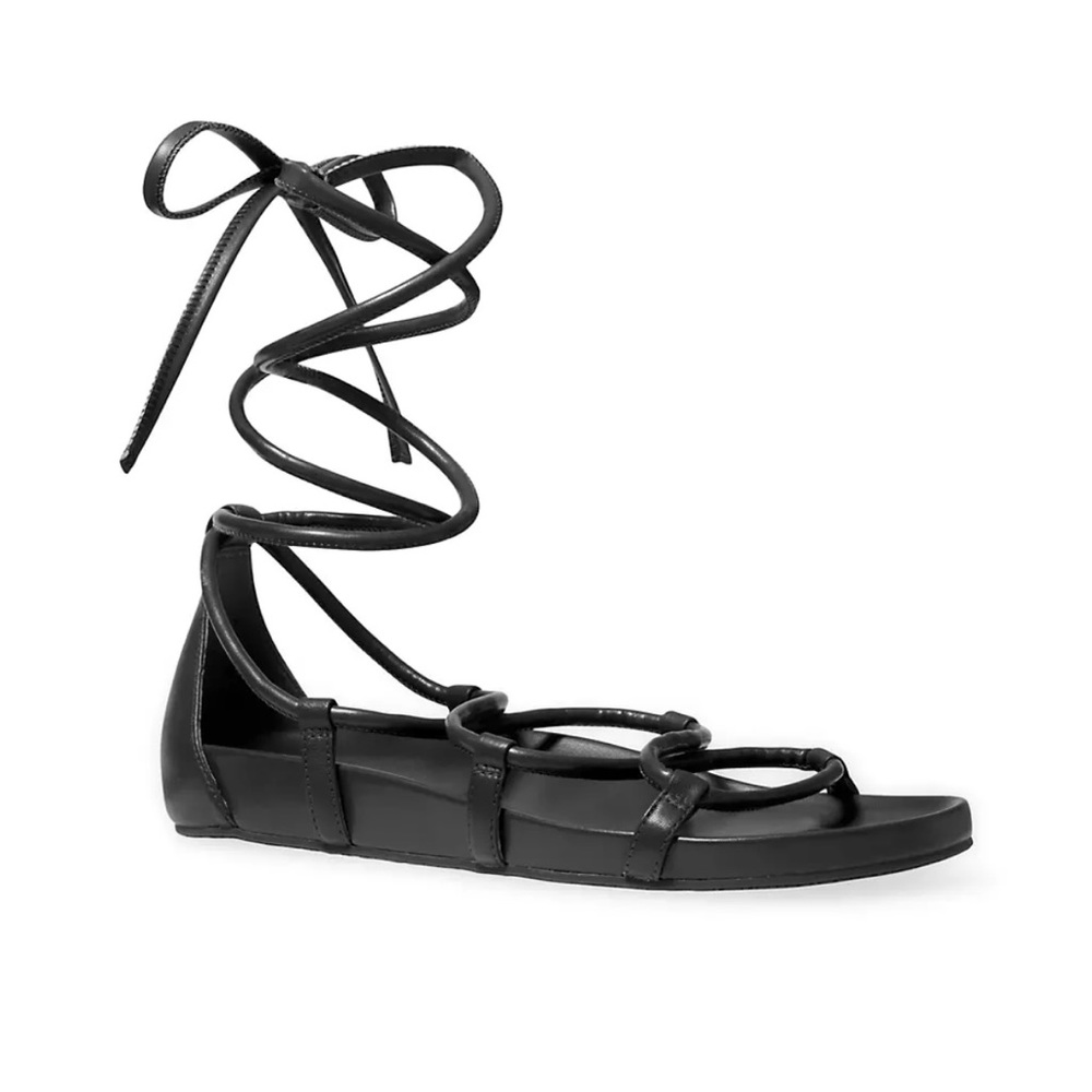 Michael Kors Vero Leather Lace-Up Flat Sandals- Size 9
